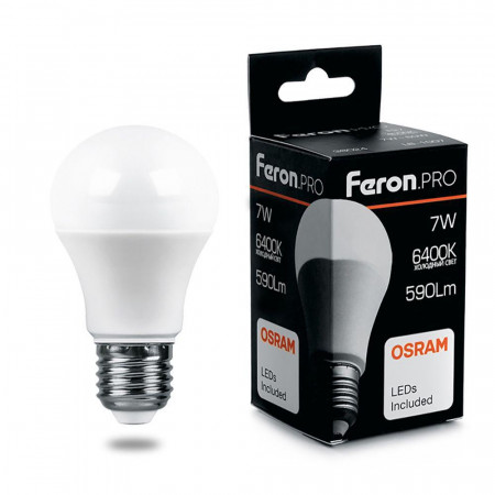 Лампа светодиодная Feron.PRO LB-1007 Шар E27 7W 6400K OSRAM LED