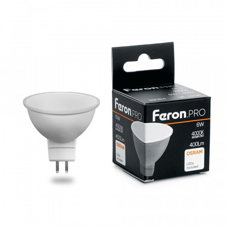 Лампа светодиодная Feron.PRO LB-1606 MR16 G5.3 6W 4000K OSRAM LED