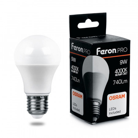 Лампа светодиодная Feron.PRO LB-1009 Шар E27 9W 4000K OSRAM LED