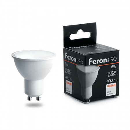 Лампа светодиодная Feron.PRO LB-1606 GU10 6W 4000K OSRAM LED