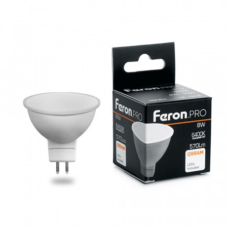 Лампа светодиодная Feron.PRO LB-1608 MR16 G5.3 8W 6400K OSRAM LED