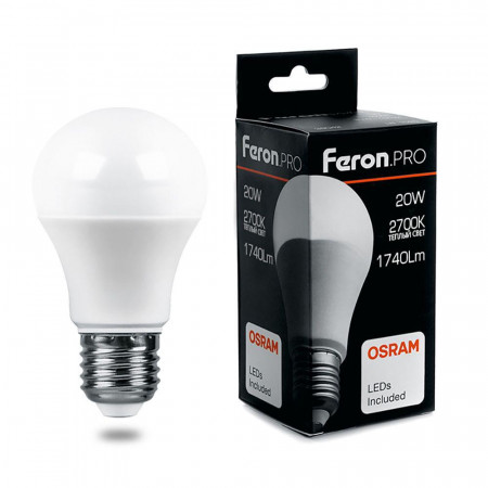 Лампа светодиодная Feron.PRO LB-1020 Шар E27 20W 2700K OSRAM LED