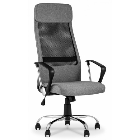 Компьютерное кресло Topchairs Bonus, серый, ткань, сетка, экокожа