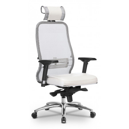 Кресло офисное SL-3.04, белый лебедь, кожа искусственная NewLeather, ткань сетчатая, армированная арамидным волокном