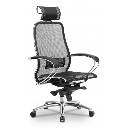 Компьютерное кресло S-2.04, черный, кожа искусственная NewLeather, ткань сетчатая, армированная арамидным волокном