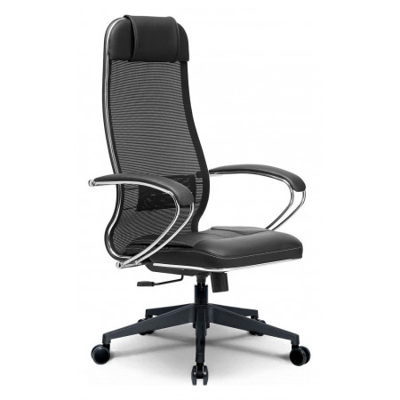 Кресло офисное Комплект 5, черный, кожа, сетка