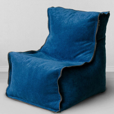 Бескаркасное кресло Лофт Синий, размер ХXXХL, микровельвет