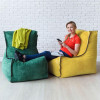 Бескаркасное кресло Лофт Желтый, размер ХXXХL, мебельный велюр