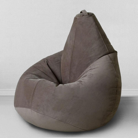 Кресло-мешок груша Горький шоколад, размер L-Компакт, мебельный велюр
