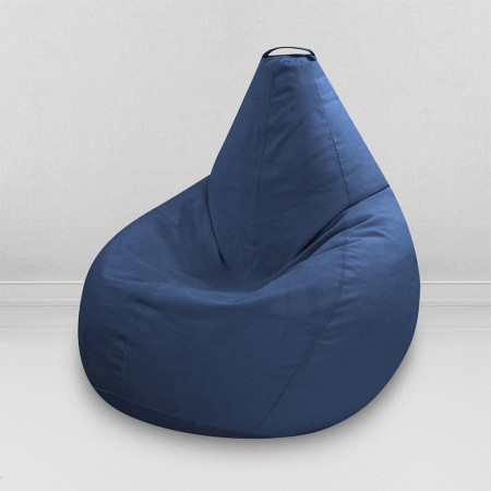 Кресло-мешок груша Темно-синий, размер L-Компакт, мебельный велюр