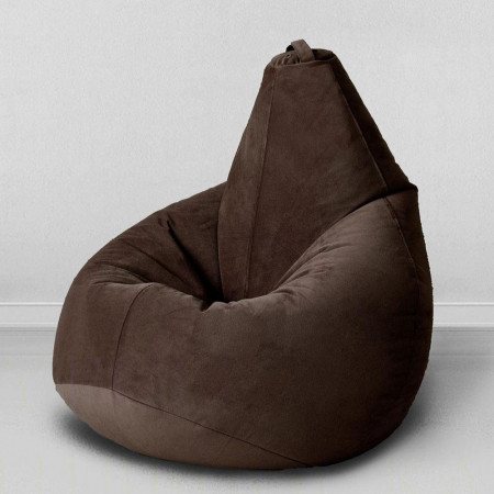 Кресло-мешок груша Темный шоколад, размер L-Компакт, мебельный велюр