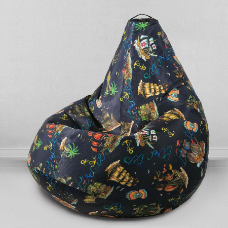 Кресло-мешок груша Морское приключение, размер L-Компакт, мебельный хлопок
