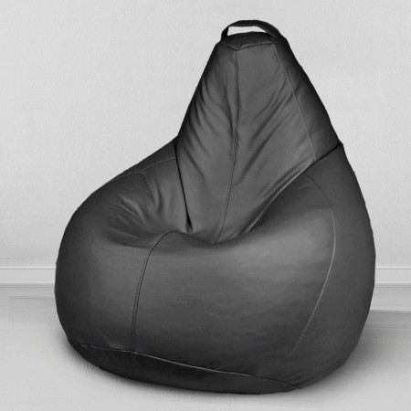 Кресло-мешок груша Черный, размер L-Компакт, экокожа