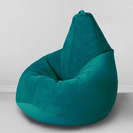 Кресло-мешок груша Темная бирюза, размер L-Компакт, мебельный велюр