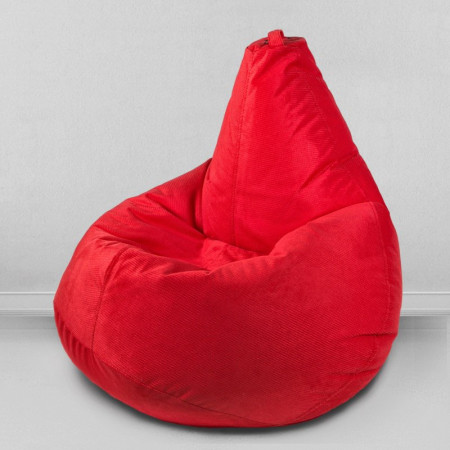 Кресло-мешок груша Красный, размер L-Компакт, мебельный велюр