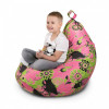 Кресло-мешок груша Цветы розовые, размер L-Компакт, мебельный хлопок