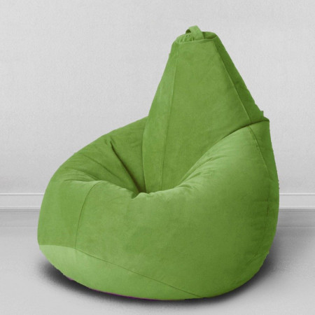 Кресло-мешок груша Матово-зеленый, размер L-Компакт, мебельный велюр