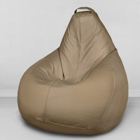 Кресло-мешок груша Бежевый, размер L-Компакт, экокожа