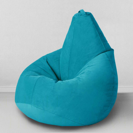 Кресло-мешок груша Бирюза, размер L-Компакт, мебельный велюр