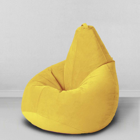 Кресло-мешок груша Желтый, размер L-Компакт, мебельный велюр