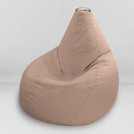 Кресло-мешок груша Бежевый, размер ХХL-Стандарт, мебельный велюр