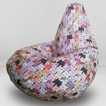 Кресло-мешок груша Коты Серые, размер ХXХL-Комфорт, оксфорд
