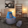 Кресло-мешок игровое кресло Геймер Серо-голубое, размер ХXXХL, мебельный велюр