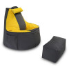 Кресло-мешок игровое кресло Геймер Серо-желтое, размер ХXXХL, мебельный велюр