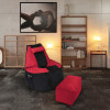 Кресло-мешок игровое кресло Геймер Черно-красное, размер ХXXХL, мебельный велюр