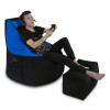 Кресло-мешок игровое кресло Геймер Черно-голубое, размер ХXXХL, мебельный велюр