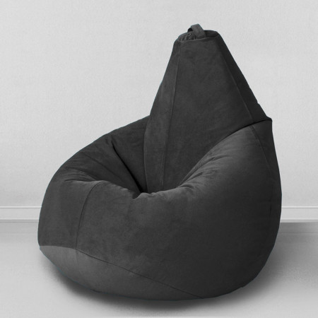 Кресло-мешок груша Черный, размер ХХXL-Комфорт, мебельный велюр