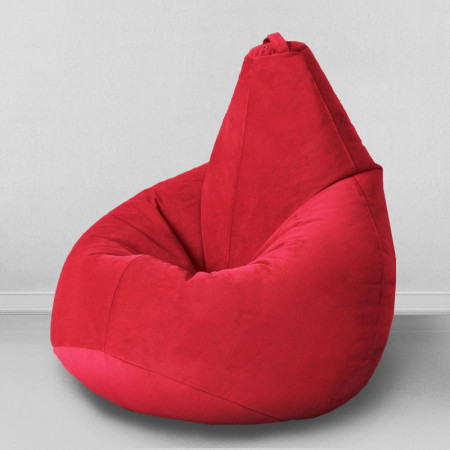 Кресло-мешок груша Красный, размер L-Компакт, мебельный велюр