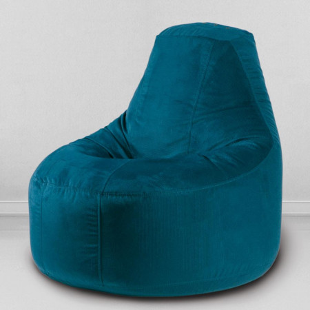 Кресло-пуф Люкс Глубокая бирюза, размер XХХL-Комфорт, мебельный велюр