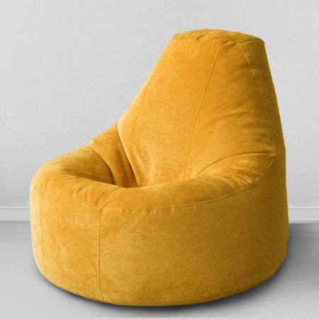 Кресло-пуф Люкс Желтая горчица, размер XХХL-Комфорт, микровельвет