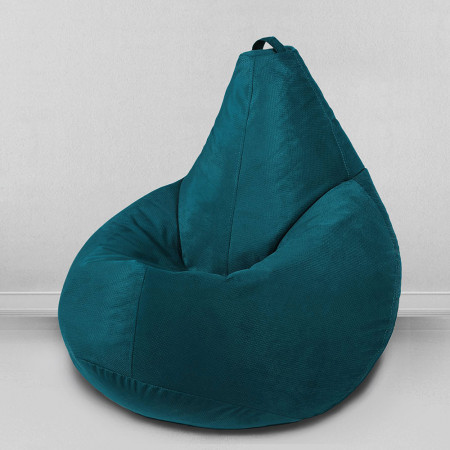 Кресло-мешок груша Глубокая бирюза, размер L-Компакт, мебельный велюр