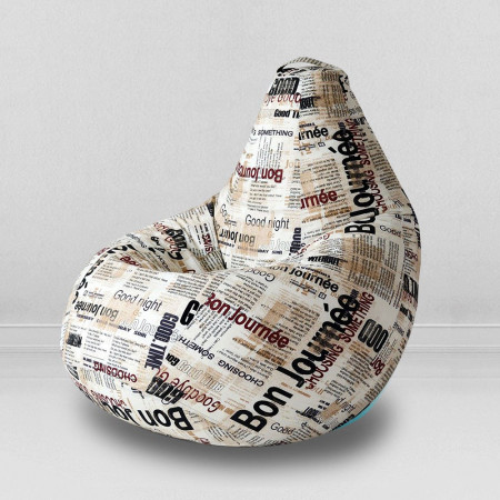Кресло-мешок груша Газета, размер L-Компакт, мебельный хлопок
