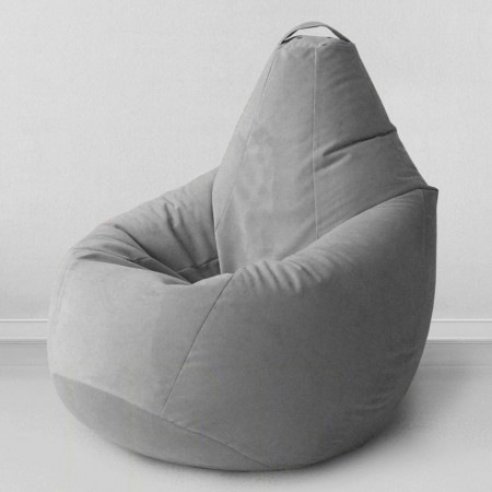 Кресло-мешок груша Сталь, размер L-Компакт, мебельный велюр