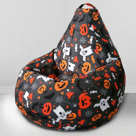 Кресло-мешок груша Хеллоуин Тыква, размер ХXХL-Комфорт, мебельный хлопок