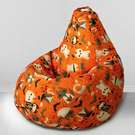 Кресло-мешок груша Хеллоуин Кошки , размер ХXХL-Комфорт, мебельный хлопок