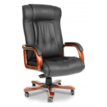 Кресло офисное Chairman 653, черный, кожа натуральная