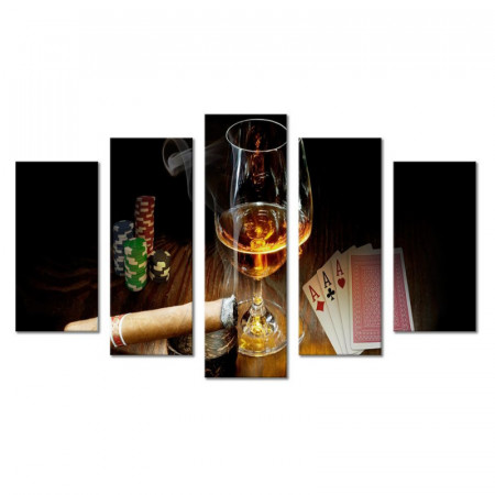 Модульная картина "Сигара, виски и покер" 80Х140 М1959