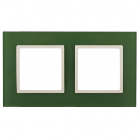 14-5102-27 ЭРА Рамка на 2 поста, стекло, Эра Elegance, зелёный+сл.кость