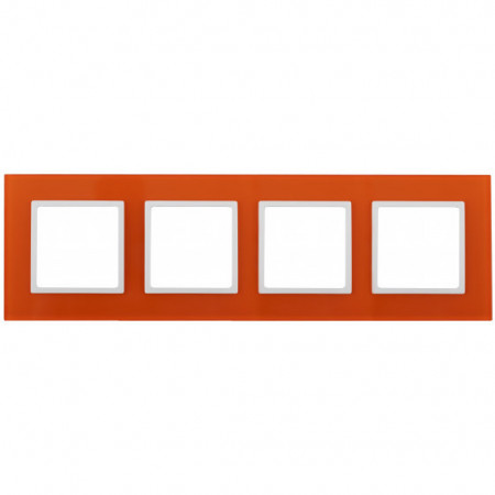 14-5104-22 ЭРА Рамка на 4 поста, стекло, Эра Elegance, оранжевый+бел