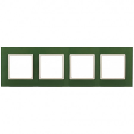 14-5104-27 ЭРА Рамка на 4 поста, стекло, Эра Elegance, зелёный+сл.кость