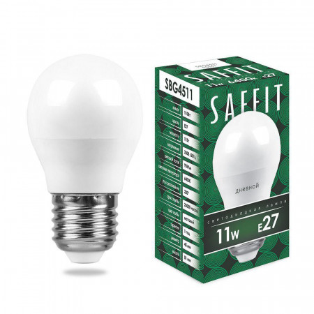 Лампа светодиодная SAFFIT SBG4511 Шарик E27 11W 6400K
