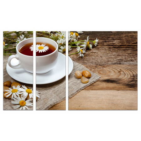 Модульная картина "Чай из ромашки" из 3х частей 80х140 VJ714