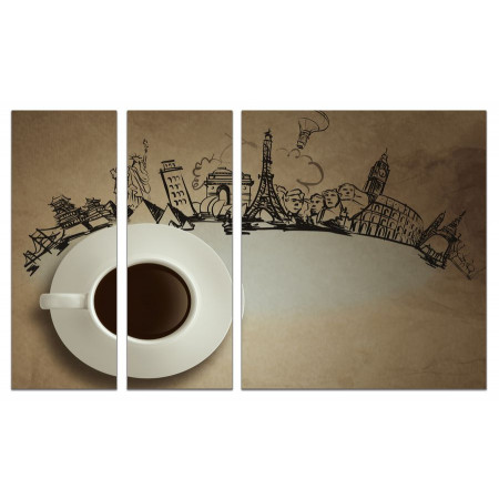 Модульная картина "Кофе для тебя" из 3х частей 80х140 VJ713