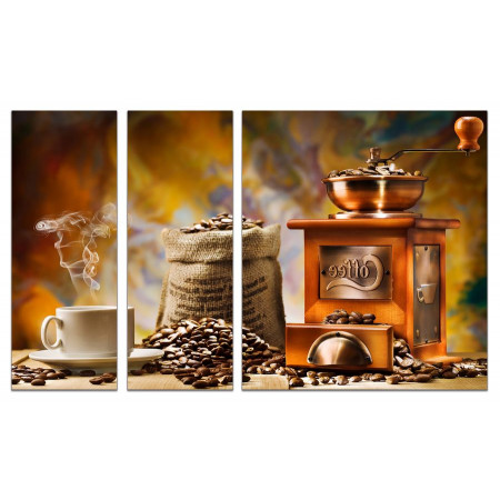 Модульные картина "Аромат кофе" из 3х частей 80х140 VJ712