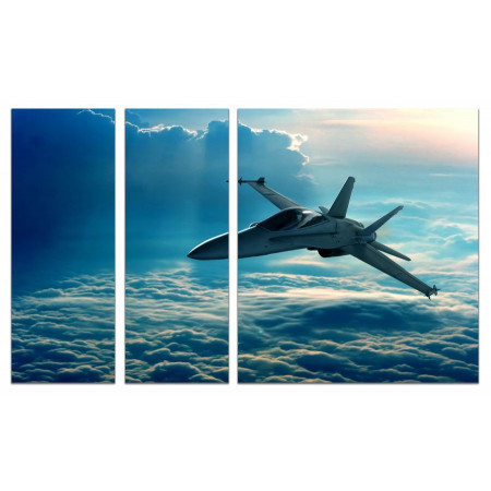 Модульные картины из 3х частей 80х140 "Истребитель в небе"  VJ710