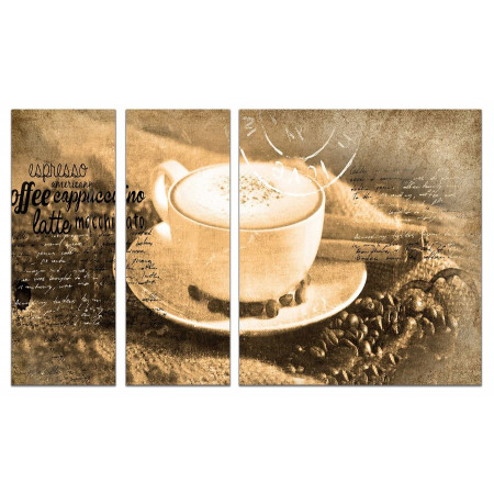Модульная картина "Кофе с пенкой" из 3х частей 80х140 VJ169